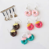 Cute Colorful Crystal Fresh Cake Donuts Drop Earrings