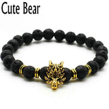 Cute Bear Brand Antique Silver Animal Wolf Head Bracelet