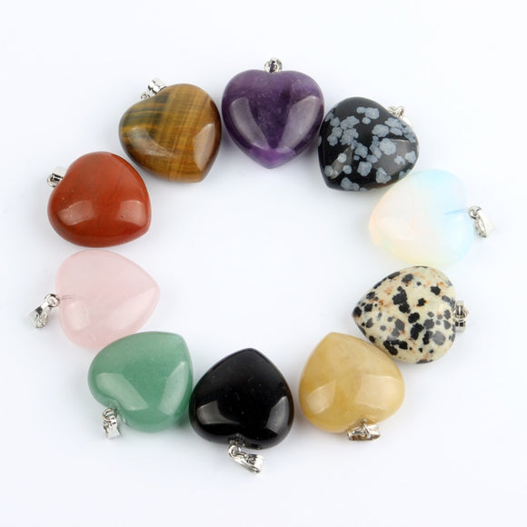 Assorted Natural stone Heart Pendants