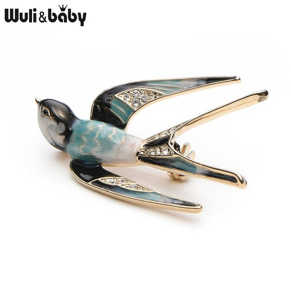 Wuli&Baby Classic Alloy Enamel Swallow Brooch