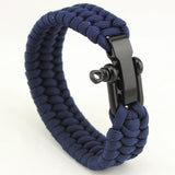Stainless Steel Anchor Shackles Black Leather Bracelet