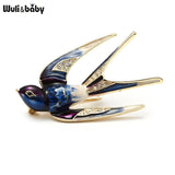 Wuli&Baby Classic Alloy Enamel Swallow Brooch