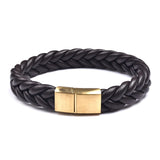 Braided Leather Bracelets Gold Stainless Steel Clasp