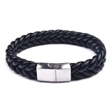 Braided Leather Bracelets Gold Stainless Steel Clasp