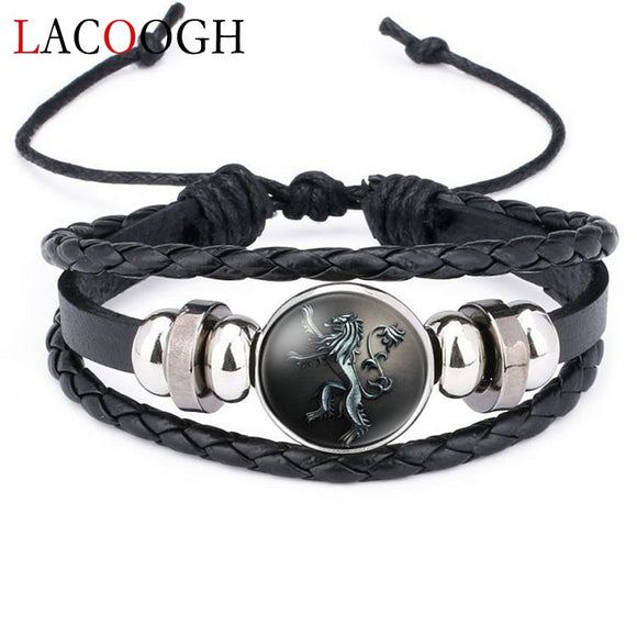 Game of Thrones Multiple Layers Badge Brown Retro Leather Bracelets