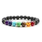 7 Chakra Bracelet Black Lava Healing Balance Beads
