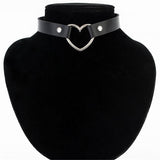 Meajoe Trendy Sexy Punk Gothic Leather Heart Studded Choker Necklace