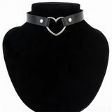 Meajoe Trendy Sexy Punk Gothic Leather Heart Studded Choker Necklace