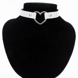 Meajoe Trendy Sexy Punk Gothic Leather Heart Studded Choker Necklace
