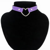 Meajoe Trendy Sexy Punk Gothic Leather Heart Studded Choker Necklace