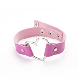 Meajoe Trendy Sexy Punk Gothic Leather Heart Studded Choker Necklace