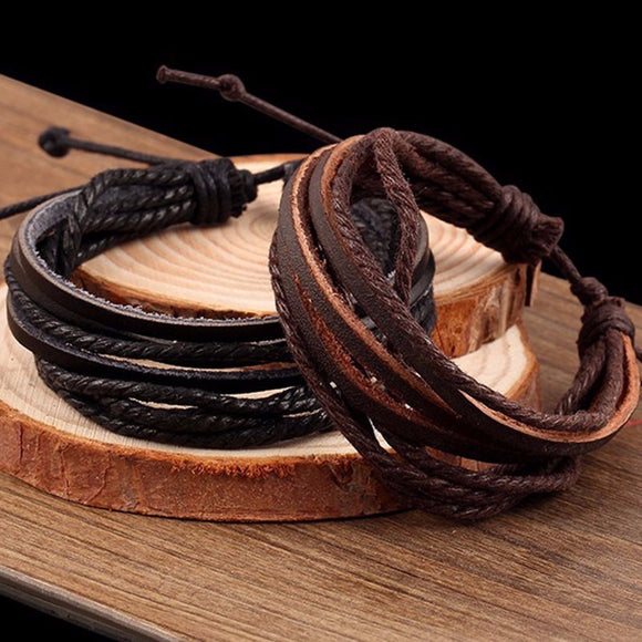 Wrap multilayer Leather Braided