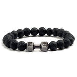 Natural Black Volcanic Lava Stone Dumbbell Bracelet