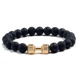 Natural Black Volcanic Lava Stone Dumbbell Bracelet