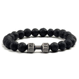 Natural Black Volcanic Lava Stone Dumbbell Bracelet