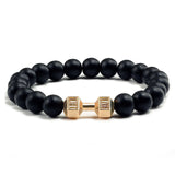 Natural Black Volcanic Lava Stone Dumbbell Bracelet