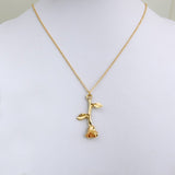 Pink Gold Rose Statement Pendant Necklace