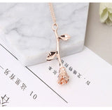 Pink Gold Rose Statement Pendant Necklace