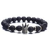 Lava Stone Pave Imperial Crown And Helmet Charm Bracelet