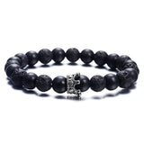 Lava Stone Pave Imperial Crown And Helmet Charm Bracelet