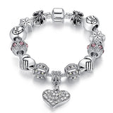 Luxury Brand Women Bracelet 925 Unique Silver Crystal Charm Bracelet