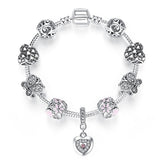 Luxury Brand Women Bracelet 925 Unique Silver Crystal Charm Bracelet