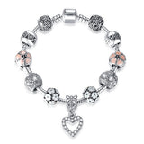 Luxury Brand Women Bracelet 925 Unique Silver Crystal Charm Bracelet