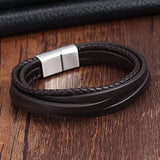 Stainless Steel Chain Genuine Leather Bracelet