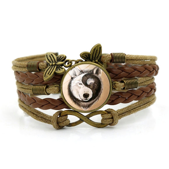 Ying Yang Wolf Photo Charm Bracelets