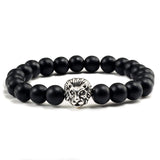 Black Lava Beaded Bracelets Gold-Sliver Lion
