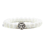 Black Lava Beaded Bracelets Gold-Sliver Lion