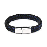 Braided Leather Bracelet Stainless Steel Magnetic Clasp