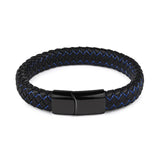 Braided Leather Bracelet Stainless Steel Magnetic Clasp