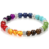 7 Chakra Bracelet Black Lava Healing Balance Beads