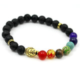 7 Chakra Bracelet Black Lava Healing Balance Beads