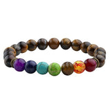 7 Chakra Bracelet Black Lava Healing Balance Beads