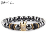 Natural stone Hematite lava Black Prayer Beads Golden - Copper