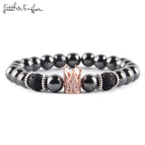 Natural stone Hematite lava Black Prayer Beads Golden - Copper