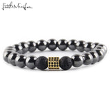 Natural stone Hematite lava Black Prayer Beads Golden - Copper