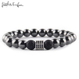 Natural stone Hematite lava Black Prayer Beads Golden - Copper