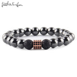 Natural stone Hematite lava Black Prayer Beads Golden - Copper