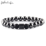 Natural stone Hematite lava Black Prayer Beads Golden - Copper