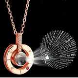 Rose Gold & Silver 100 languages I love you Projection Necklace