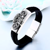 Leather Skull Biker Motorcycle Bracelet Bangle
