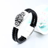 Leather Skull Biker Motorcycle Bracelet Bangle