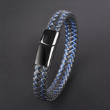Braided Leather Bracelet Stainless Steel Magnetic Clasp