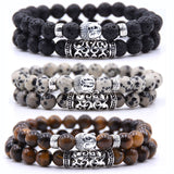 2pcs set  Black Lava Stone Prayer Beads Buddha