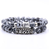 2pcs set  Black Lava Stone Prayer Beads Buddha