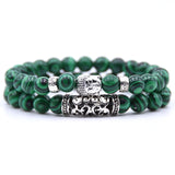 2pcs set  Black Lava Stone Prayer Beads Buddha