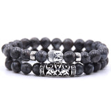 2pcs set  Black Lava Stone Prayer Beads Buddha